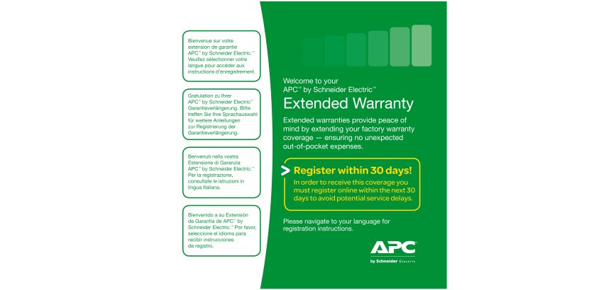 APC Warranty extension for service pack,, 3 years, for new product purchases, repair or replace coverage
