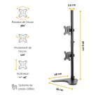 Fellowes Seasa Bras porte-écrans double vertical sur pied