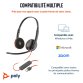 Poly Micro-casque stéréo USB-C Blackwire 3220 + adaptateur USB-C/A (lot)