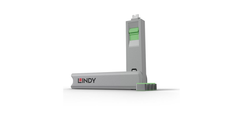 Lindy Bloqueur de port USB C, 4 pièces + clé, Vert