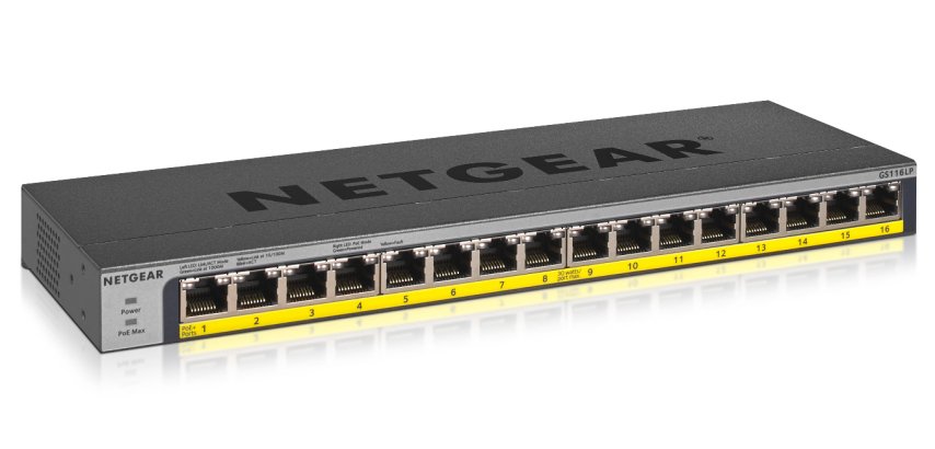 NETGEAR GS116LP Non-géré Gigabit Ethernet (10/100/1000) Connexion Ethernet, supportant l'alimentation via ce port (PoE) Noir