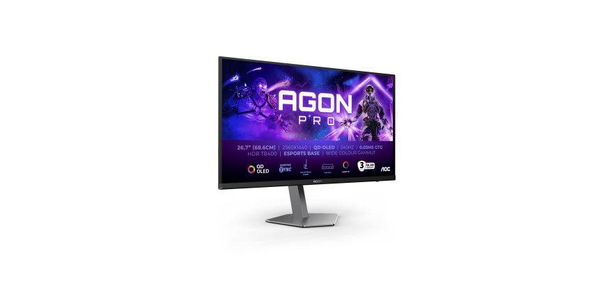 Ecran PC Aoc Gaming Agon Pro AG276QZD2 26,7" OLED 240 Hz QHD Gris foncé et Noir