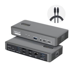 StarTech.com Dual Monitor USB-C Docking Station, 4K 60Hz, HDMI of DisplayPort, 96W Laptop Charging, Gigabit Ethernet, Universeel Smart Dock voor Windows en macOS