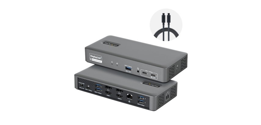 StarTech.com USB-C-Dockingstation für zwei Bildschirme, 4K 60Hz, HDMI oder DisplayPort, Laptop-Ladung 96W, Gigabit-Ethernet, Intelligente Universelle Dock für Windows und macOS