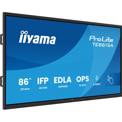iiyama TE8615A-B1AG Écran d'affichage dynamique Écran plat interactif 2,18 m (86") Wifi 550 cd/m² 4K Ultra HD Noir Écran tactile Intégré dans le processeur Android