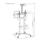 AISENS Soporte De Suelo Eco Con Rueda, Bandeja Para DVD Y Soporte De Cámara Para Monitor/TV 45kg De 37-70, Negro