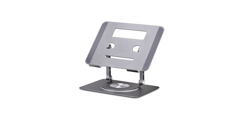 StarTech.com Tragbarer Laptop-Ständer mit 360&deg; drehbarer Basis, Schreibtisch-Drehsockel, Höhen- und Neigungsverstellbar, Maximalgewicht 5 kg, Aluminiumkonstruktion, Tragbares Design