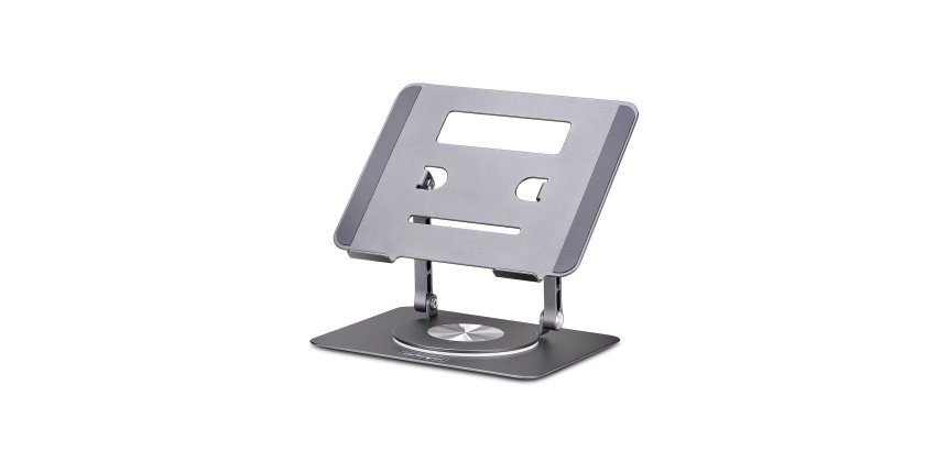 StarTech.com Support Rotatif pour PC Portable, Base Pivotante à 360&deg;, Support Rotatif pour Bureau, Hauteur et Inclinaison Réglables, Poids Max 5kg, Construction en Aluminium, Design Portable