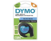 DYMO Branded LetraTag Plastic Labels | 12 mm x 4 m Roll | Black Print on Blue Labels | MultipurposeSelf-Adhesive Labels for LetraTag Label Makers