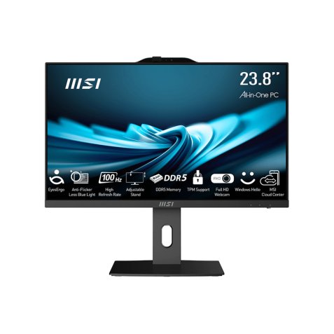 MSI Pro AP242P 14M-622IT All-in-One PC/workstation Intel® Core™ i7 i7-14700 60.5 cm (23.8") 1920 x 1080 pixels 16 GB DDR5-SDRAM 512 GB SSD Windows 11 Pro Wi-Fi 6E (802.11ax) Black