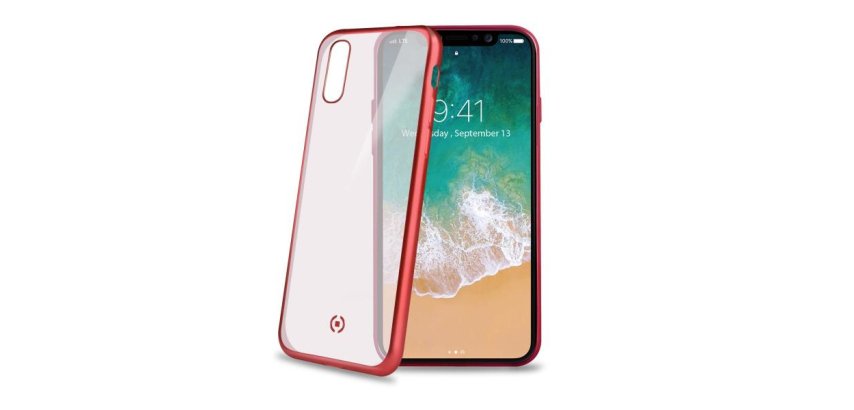 Celly Laser Matt custodia per cellulare 14,7 cm (5.8") Cover Rosso, Trasparente