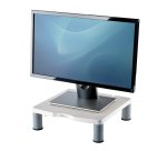 Fellowes Computer Monitor Stand with 3 Height Adjustments - Standard Monitor Riser with Cable Management - Ergonomic Adjustable Monitor Stand for Computers - Max Weight 27KG/Max Size 21" - Platinum