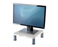Fellowes Computer Monitor Stand with 3 Height Adjustments - Standard Monitor Riser with Cable Management - Ergonomic Adjustable Monitor Stand for Computers - Max Weight 27KG/Max Size 21" - Platinum