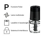 Haier Tritatutto I-Master Serie 5 Nero, 4 lame in acciaio inox, 2 livelli di velocità, Ciotola in vetro 0,5 L