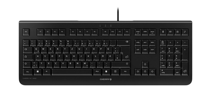 CHERRY KC 1000 teclado Hogar / Oficina USB QWERTY Portugués Negro