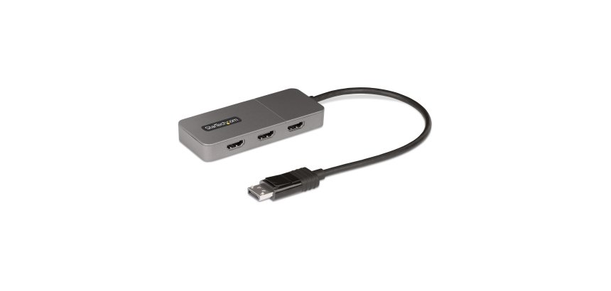 StarTech.com Hub MST à 3 Ports - DisplayPort vers 3x HDMI, Trois Moniteurs 4K 60Hz, Adaptateur Vidéo Multi-Moniteur DP 1.4, Câble Intégré de 30 cm, Alimentation USB, Windows Uniquement