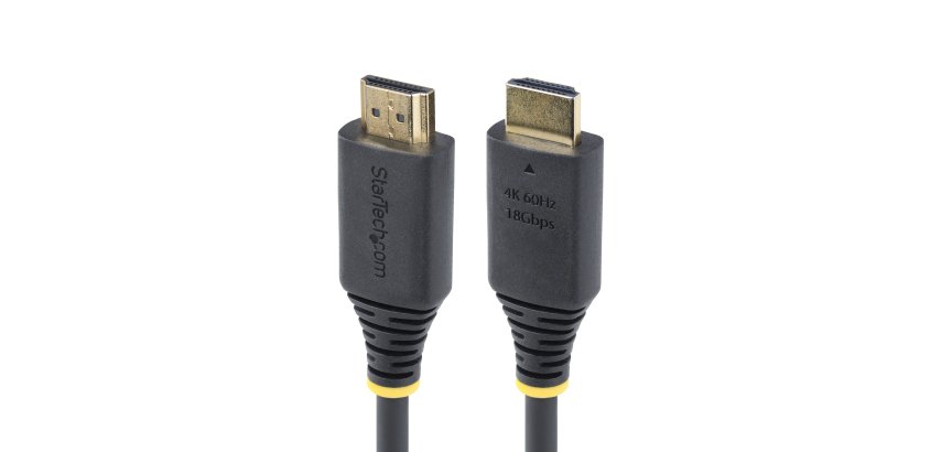 StarTech.com Câble HDMI Haut Débit de 30 cm, 4K 60Hz/1440p 144Hz, HDR10/HDCP 2.2/ARC, 18Gbps, Cordon HDMI 2.0 UHD pour TV/Moniteur/Affichage, Gaine TPE