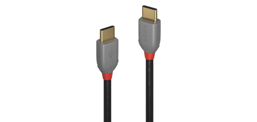 Lindy Câble USB 2.0 Type C de 1m, PD 60W, Anthra Line