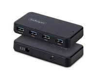 StarTech.com Hub USB-A à 4 Ports, 5 Gbps, Auto-Alimenté, Câble Hôte USB-C et USB-A 2 en 1, 1 Port de Chargement BC 1.2, Adaptateur Secteur 24W Inclus, MacBook et Windows