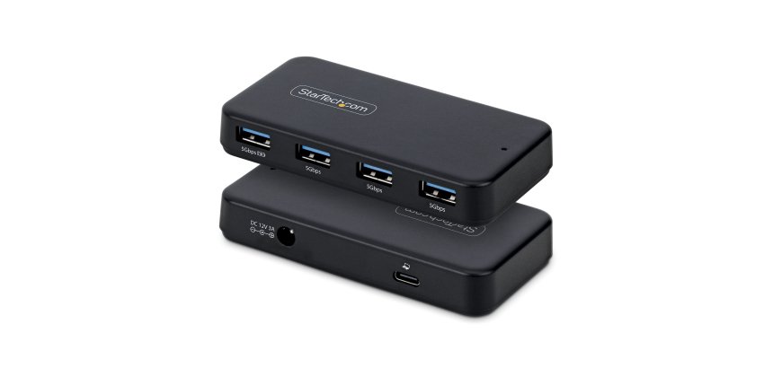 StarTech.com 4-Port USB-A Hub, 5 Gbps, Self-Powered, 2-in-1 USB-C and USB-A Host Cable, 1 BC 1.2 Charging Port, 24W Power Adapter Included, MacBook and Windows