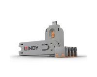 Lindy Bloqueur de port USB A, 4 pièces + clé, Orange