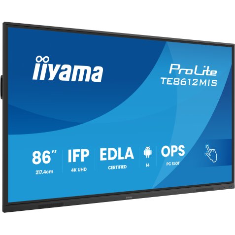 iiyama TE8612MIS-B4AG Écran d'affichage dynamique Écran plat interactif 2,17 m (85.6") LCD Wifi 400 cd/m² 4K Ultra HD Noir Écran tactile Intégré dans le processeur Android 11 24/7