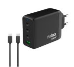Nilox NXGANUSBC100 cargador de dispositivo móvil Universal Negro Corriente alterna Carga rápida Interior