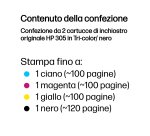HP Confezione da 2 cartucce di inchiostro originale 305 in Tri-color/ nero