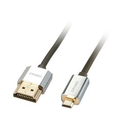 Lindy Câble HDMI Slim, compatible HDMI 2.0 Ultra HD, Ethernet CROMO®, type A/D, 2m
