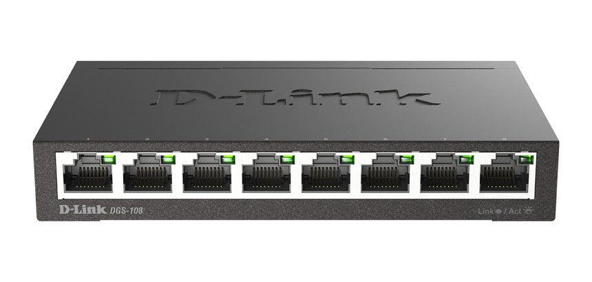 D-Link DGS-108 Non-géré L2 Gigabit Ethernet (10/100/1000) Noir