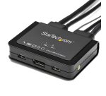 StarTech.com Switch KVM DisplayPort 2 Ports- 4K 60 Hz - Commutateur KVM USB DP 1.2 UHD avec Câbles 1,2 m Integrés & Audio - Alimenté par Bus - Commutation à Distance 1,5 m avec Bouton