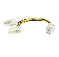 Cable de 15cm Adaptador de Alimentación de LP4 a PCI Express de 6 Pines para Tarjeta Gráfica