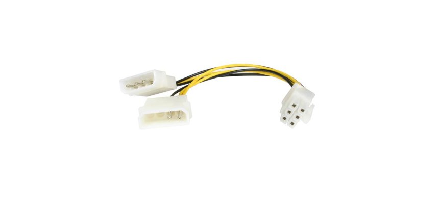 Cable de 15cm Adaptador de Alimentación de LP4 a PCI Express de 6 Pines para Tarjeta Gráfica