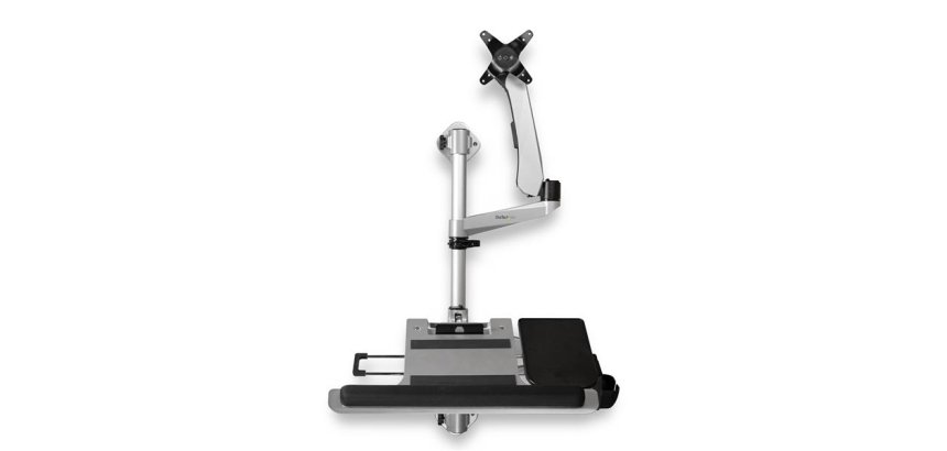 StarTech.com Poste de Travail Ergonomique pour Montage Mural - Bras Articulé Ergonomique pour Écran - Réglable en Hauteur & Plateau pour Clavier Rembourré - Écran 34" VESA