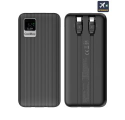 CoolBox POWERBANK DP20 20000MAH LCD+CABLES INTEGRADOS USB-C+LIGHTING NEGRO CARGA RAPIDA