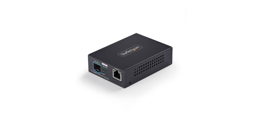 StarTech.com Convertisseur de Média Fibre Optique 10 GbE SFP+, 10 Gigabit Ethernet RJ-45 vers 10GBASE-X SFP+, Monomode, Multimode, Trames Jumbo 16K, Conforme TAA