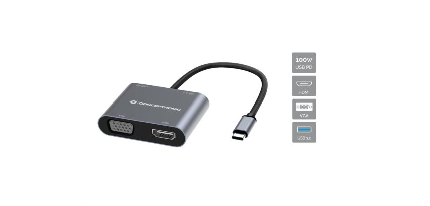 Conceptronic DONN16G Cablato USB 3.2 Gen 1 (3.1 Gen 1) Type-C Grigio
