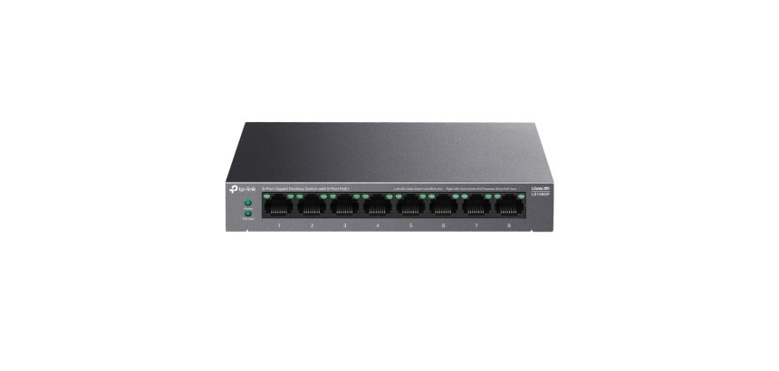 TP-Link LiteWave LS108GP commutateur réseau Non-géré Gigabit Ethernet (10/100/1000) Connexion Ethernet, supportant l'alimentation via ce port (PoE) Noir
