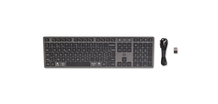 HP 720 Multi-Device Rechargeable Wireless Keyboard home/office keyboard USB + Bluetooth AZERTY Belgian Black