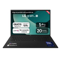 LG 17Z90T-G.AA78B ordenador portatil Intel Core Ultra 7 255H Portátil 43,2 cm (17") WQXGA 16 GB LPDDR5x-SDRAM 1 TB Unidad de disco duro Wi-Fi 7 (802.11be) Windows 11 Home Negro