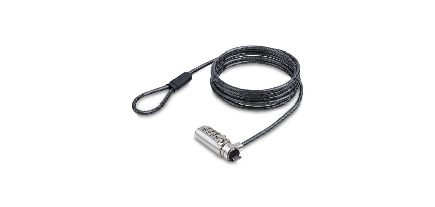 StarTech.com Cable de Seguridad Delgado de Portátil Compatible con K-Slot de 1,5m - Cable Antirrobo para Portátil con Candado de Combinación - Cable Resistente a los Cortes