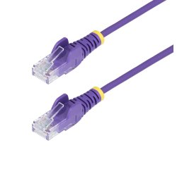 StarTech.com Cable de Red Ethernet CAT6 Delgado sin Enganches Morado de 2m - Cable RJ45 Snagless Slim 28AWG - Alambre de Cobre Puro - PoE 100W - con Alivios de Tensión - LSZH - Probado con Fluke
