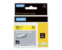 DYMO Rhino Industrial Heat-Shrink Cable Label Tubes | 6 mm x 1.5 m | Black on Yellow | for Rhino Label Makers