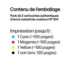 HP 304 - pack de 2 - couleur (cyan, magenta, jaune), noir pigmenté - original - cartouche d'encre
