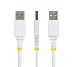 StarTech.com 15cm USB-A naar USB-C Snellaadkabel, 15W 3A, Dual-Layer Gevlochten Nylon / TPE Mantel, Duurzame USB-A naar USB-C Oplaadkabel, Wit