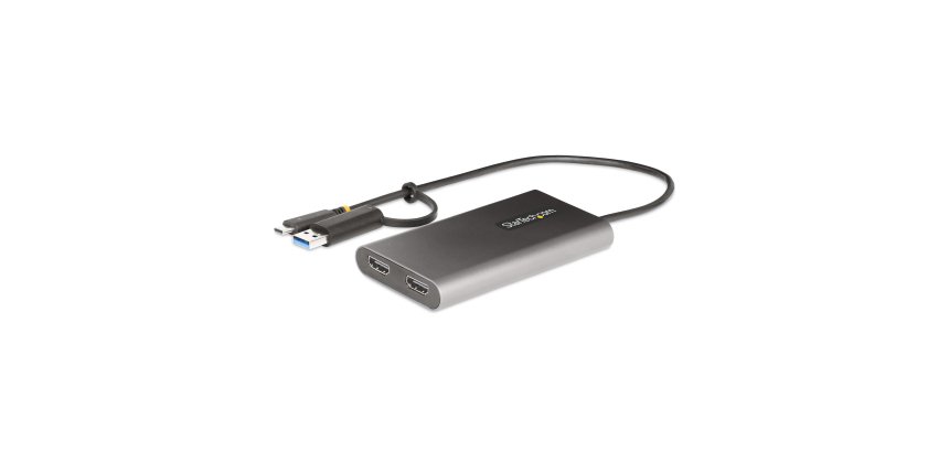 StarTech.com Adaptateur USB-C vers Double HDMI - USB-C ou A vers 2x HDMI - 4K 60Hz - 100W Power Delivery Pass-Through - Adaptateur Vidéo avec Câble Intégré de 30cm - Convertisseur USB-C vers HDMI pour PC Portable