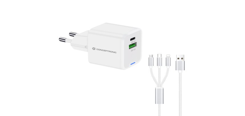 Conceptronic ALTHEA16W cargador de dispositivo móvil Universal Blanco Corriente alterna Carga rápida Interior