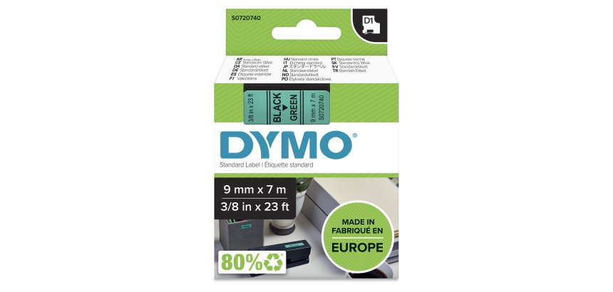 DYMO D1 etichette originali | 9 mm x 7 mm | stampa nera su verde | etichette autoadesive per etichettatrice LabelManager | 1 Pezzo