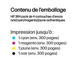 HP 364 pack de 4 cartouches d'encre noir/cyan/magenta/jaune authentiques