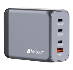 Verbatim GNC-200 GaN Charger 200W with 2 x USB-C PD 100W / 1 x USB-C PD 65W / 1 x USB QC 3.0 (EU/UK/US)